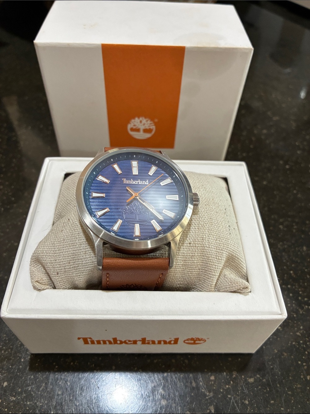 Timberland Blue Dial Brown Leather Strap Men's Watch
